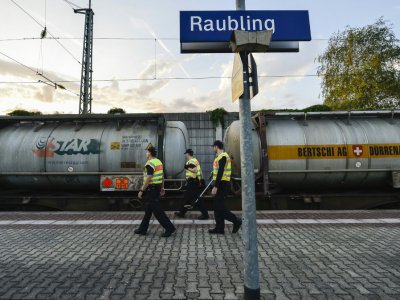 Un policier fait sortir de dessous un train une jeune fille somalienne de 15 ans à la gare de Raubling en Allemagne, le 24 août 2017 - Guenter SCHIFFMANN [AFP/Archives]