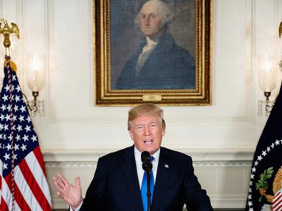 Le président Donald Trump évoque l'accord avec l'Iran le 13 octobre 2017 à la Maison-Blanche - Brendan Smialowski [AFP]