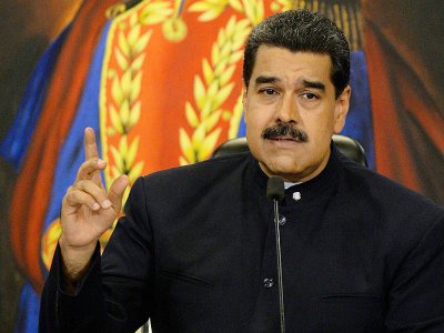 Le président vénézuélien Nicolas Maduro lors d'une conférence de presse depuis le palais présidentiel à Caracas, le 17 octobre 2017 - FEDERICO PARRA [AFP]