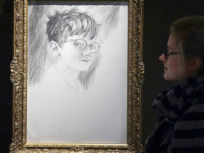 Le portrait du jeune magicien dans l'exposition "Harry Potter: A History of Magic", à Londres le 18 octobre 2017 - NIKLAS HALLE'N [AFP]