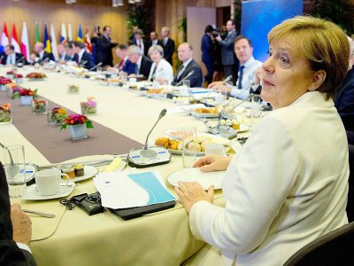 La chancelière allemande Angela Merkel au sommet de Bruxelles le 20 octobre 2017 - Virginia Mayo [POOL/AFP/Archives]