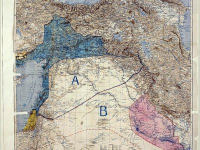 Carte des accords Sykes-Picot, conclus le 16 mai 1916 - STRINGER [THE NATIONAL ARCHIVES UK/AFP/Archives]