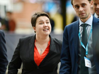 La cheffe des conservateurs écossais, Ruth Davidson, ici au congrès annuel des conservateurs à Manchester le 3 octobre 2017, appelle à la fin de "la culture des vestiaires de garçons" dans la classe politique britannique. - Oli SCARFF [AFP/Archives]