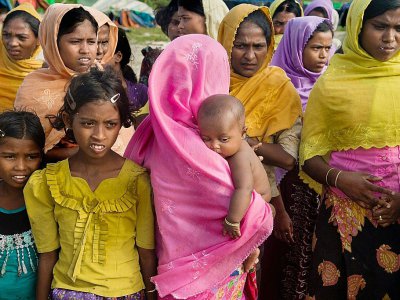 Des Rohingyas dans un camp de réfugiés dans l'Etat de Rakhine en Birmanie, le 12 novembre 2017, avant d'être évacués vers le Bangladesh - Phyo Hein KYAW [AFP]
