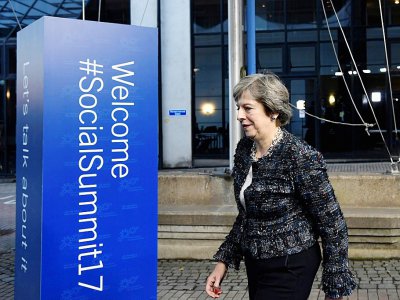 La Première ministre Theresa May arrive au sommet européen à Göteborg, le 17 novembre 2017 - Jonathan NACKSTRAND [AFP]