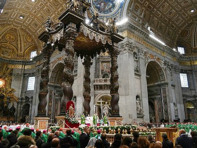 Le pape lors d'une messe en la basilique Saint-Pierre à l'occasion de la première "Journée mondiale des pauvres", le 19 novembre 2017 au Vatican - Vincenzo PINTO [AFP]