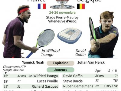 Les équipes de la finale de la Coupe Davis entre la France et la Belgique à Villeneuve d'Ascq - Vincent LEFAI [AFP]