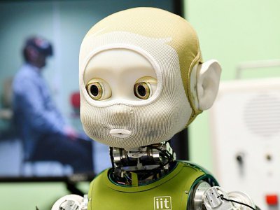 Le robot humanoïde Nina, au laboratoire images parole signal automatique de Grenoble, le 20 novembre 2017 - Jean-Pierre CLATOT [AFP]