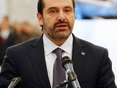 Déclaration du Premier ministre Saad Hariri au palais présidentiel près de Beyrouth, le 22 novembre 2017 - STRINGER [AFP]