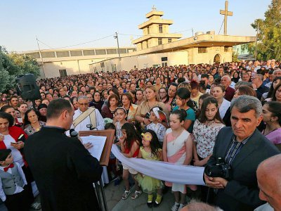 Des chrétiens d'Irak assistent à la messe à Erbil capitale du Kurdistan irakien le 31 mai 2017 - SAFIN HAMED [AFP/Archives]