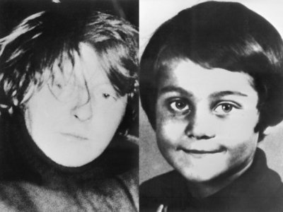 Patrick Henry (g) après on arrestation le 18 février 1976 et Philippe Bertrand assassiné le 30 janvier 1976 - STF [AFP/Archives]
