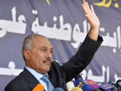 L'ancien président yéménite Ali Abdallah Saleh, le 10 mars 2011 à Sanaa - MOHAMMED HUWAIS [AFP/Archives]