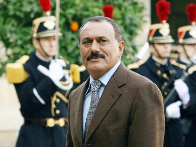 L'ancien président yémenite  Ali Abdallah Saleh à l'Elysée, le 18 novembre 2006 - PATRICK KOVARIK [AFP/Archives]