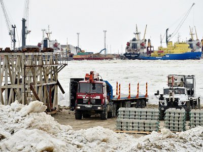 Le chantier de construction du mégaprojet Yamal, dans l'Arctique russe, le 5 mai 2016 - KIRILL KUDRYAVTSEV [AFP/Archives]