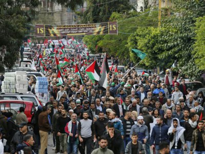 Des Palestiniens et des Libanais manifestent à Beyrouth contre la décision de Donald Trump sur Jérusalem, le 8 décembre  2017 - ANWAR AMRO [AFP]