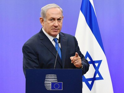 Benjamin Netanyahu le 11 décembre 2017 lors d'une conférence de presse à Bruxelles - EMMANUEL DUNAND, EMMANUEL DUNAND [AFP]