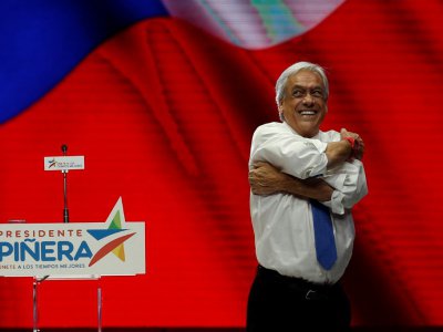 Le candidat conservateur à la présedentielle chilienne, Sebastian Piñera, le 14 décembre 2017 à Santiago - Pablo VERA [AFP]
