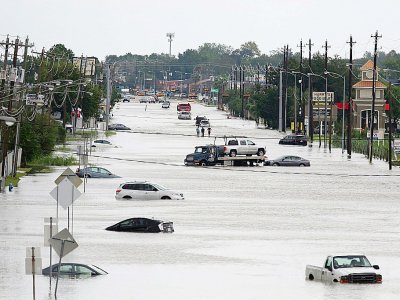 Une rue de Houston, au Texas, inondée après le passage de l'ouragan Harvey, le 30 août 2017 - Thomas B. Shea [AFP/Archives]
