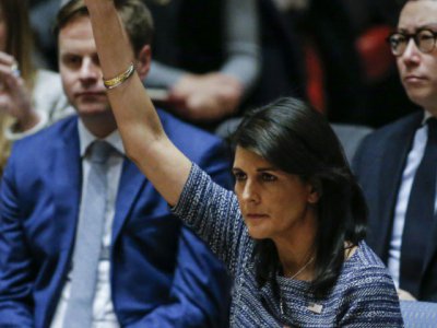 Nikki Haley au Conseil de sécurité de l'ONU le 22 décembre 2017 à New York - KENA BETANCUR [AFP]