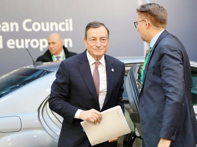 Le président de la Banque centrale européenne BCE Mario Draghi à son arrivée au sommet européen le 15 décembre 2017 à Bruxelles  pour discuter de la suite des négociations sur le Brexit et de la réforme de la zone euro - ludovic MARIN [AFP/Archives]