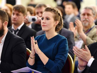 La journaliste proche de l'opposition libérale et candidate à la présidentielle Ksenia Sobtchak, qui espère réunir les Russes mécontents - Vasily MAXIMOV [AFP]