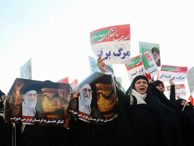 Manifestation prorégime dans le ville iranienne de Machhad, le 4 janvier 2018 - NIMA NAJAFZADEH [TASNIM NEWS/AFP]