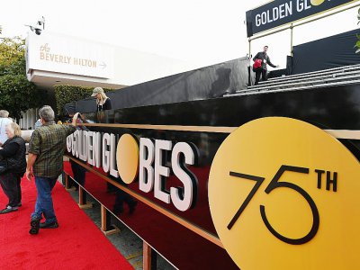 Derniers préparatifs pour la cérémonie des Golden Globes à Beverly Hills, Californie, le 6 janvier 2018 - Robyn Beck [AFP]