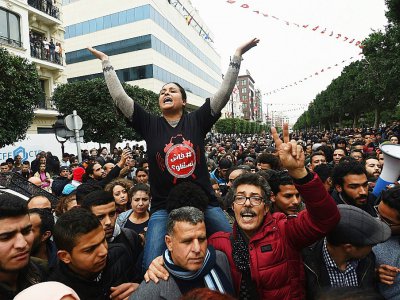 Manifestation à Tunis contre le gouvernement et la hausse des prix, le 9 janvier 2018 - FETHI BELAID [AFP]