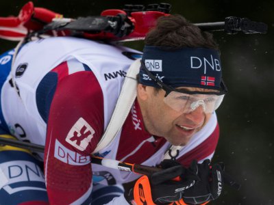 Le Norvégien Ole Einar Bjoerndalen lors du 10 km sprint d'Oberhof, le 5 janvier 2018 - ROBERT MICHAEL [AFP/Archives]
