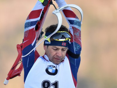 Le biathlète norvégien Ole Einar Bjoerndalen avant le départ du 20 km individuel de Ruhpolding, le 10 janvier 2018 - CHRISTOF STACHE [AFP]