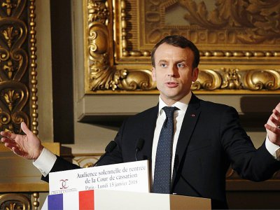 Emmanuel Macron lors de l'audience solennelle de rentrée de la Cour de Cassation, le 15 janvier 2018 à Paris - Francois Mori [POOL/AFP]