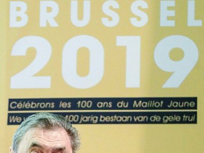 L'ancien champion belge Eddy Merckx, quintuple vainqueur du Tour de France, avant une conférence de presse, le 16 janvier 2018 à Bruxelles - THIERRY ROGE [BELGA/AFP]