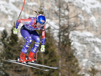 L'Américaine Mikaela Shiffrin lors de la 2nd descente de Cortina d'Ampezzo, le 20 janvier 2018 - Tiziana FABI [AFP]