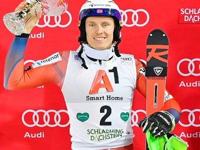Le Norvégien Kristoffersen 2e du slalom de Schladming en Coupe du monde le 23 janvier 2018 - JOE KLAMAR [AFP]