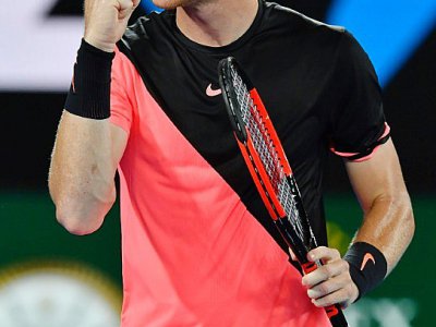 Le Britannique Kyle Edmund face au Croate Marin Cilic en demi-finales de l'Open d'Australie, le 25 janvier 2018 à Melbourne - Paul Crock [AFP]