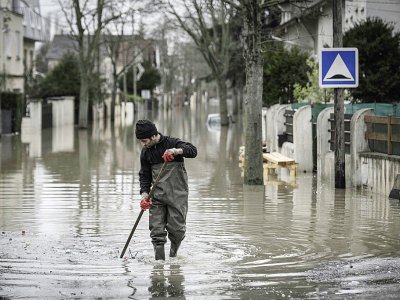 Inondations à Villeneuve-Saint-Georges, au sud de Paris, le 25 janvier 2018 - Philippe LOPEZ [AFP]
