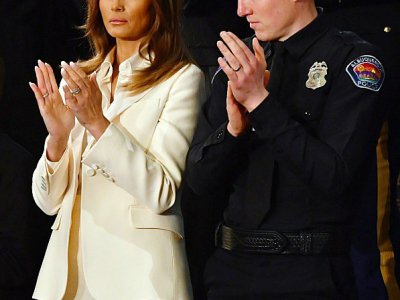 La première Dame des Etats-Unis Melania Trump pendant le discours sur l'état de l'Union de son mari Donald Trump - Nicholas Kamm [AFP]