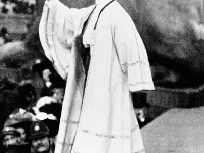 Emmeline Pankhurst, l'une des fondatrice du mouvement des suffragettes britannique lors d'une manifestation sur Trafalgar Square à Londres, le 11 octobre 1908 - - [AFP/Archives]