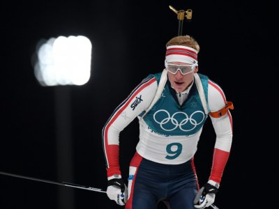 Le Norvégien Johannes Boe lors de l'épreuve de l'Individuel de biathlon, aux JO de Pyeongchang le 15 février 2018 - FRANCK FIFE [AFP]
