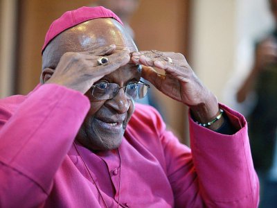 Desmond Tutu à la cathédrale St-Georges à Cape Town, le 23 avril 2014 - Jennifer BRUCE [AFP/Archives]