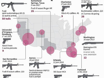 Les armes des tueries de masse aux Etats-Unis - Gal ROMA [AFP]