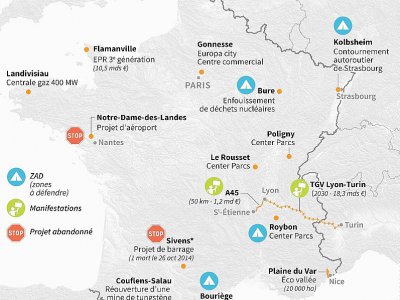 Principaux projets constestés en France - Paz PIZARRO [AFP]