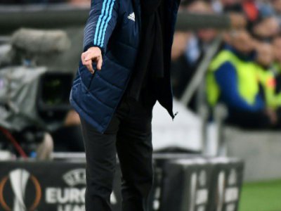 L'entraîneur français de Marseille, Rudi Garcia, durant un 16e de finale aller de l'Europa League face à Braga, au Vélodrome, le 15 février 2018 - BORIS HORVAT [AFP/Archives]