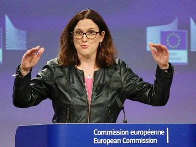 La commissaire européenne au Commerce, Cecilia Malmström, à Bruxelles, le 7 mars 2018 - Aris Oikonomou [AFP/Archives]
