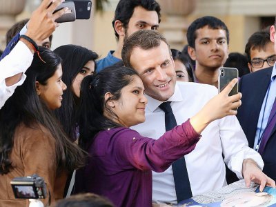 Le président français Emmanuel Macron à New Delhi, le 10 mars 2018 - Ludovic MARIN [AFP]