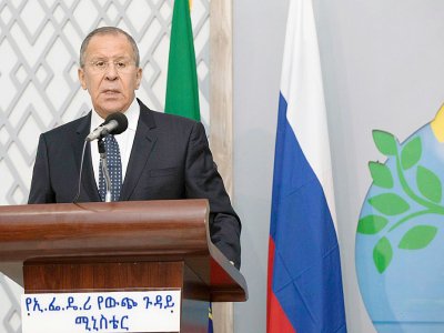 Le ministre russe des Affaires étrangères Sergueï Lavrov, le 9 mars 2018 à Addis Ababa, en Ethiopie - ZACHARIAS ABUBEKER [AFP/Archives]