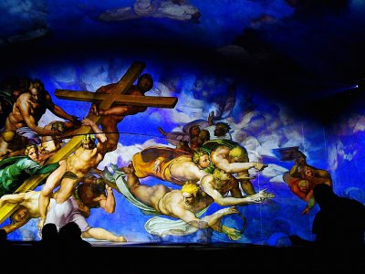 Élément du spectacle le "Jugement dernier - Michel-Ange et les secrets de la chapelle Sixtine", le 13 mars 2018 à l'auditorium près du Vatican - Alberto PIZZOLI [AFP]
