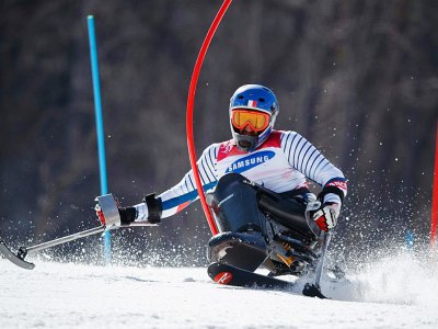 Frédéric François lors du slalom assis, à Jeongseon, le 17 mars 2018 - Simon BRUTY [OIS/IOC/AFP]