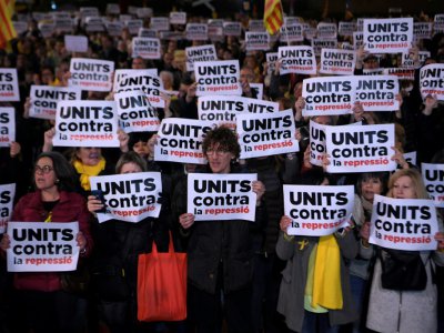 Manifestation indépendantiste à Barcelone, le 23 mars 2018 - LLUIS GENE [AFP]