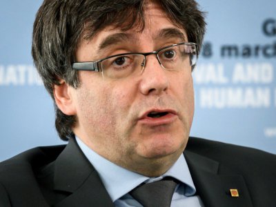 L'ex-président catalan Carles Puigdemont à Genève, le 18 mars 2018 - Fabrice COFFRINI [AFP]